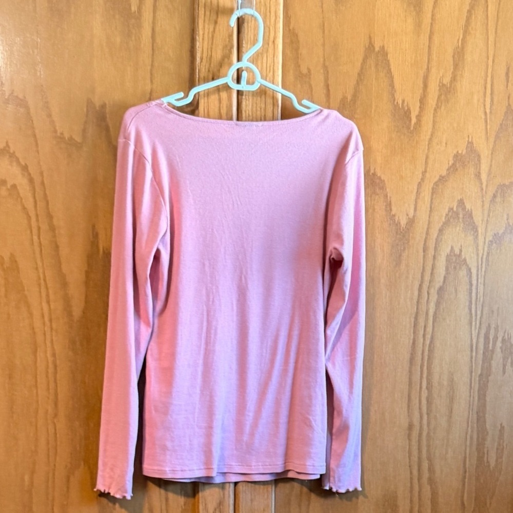Torrid Pink Ribbed Lace Trim Henley‎ Long Sleeve Top Plus Size 1 1X, Fits M/L - Picture 10 of 10